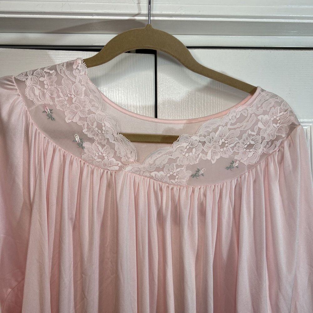 Shadowline Cuddlemere Nylon Fabric Lingerie‎ Nightgown Medium Pink NWT - Picture 2 of 10
